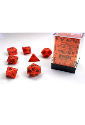 Polyhedral 7-Die Set - Opaque Orange/black CHX 25403