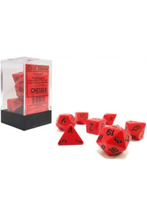Polyhedral 7-Die Set - Opaque Red/black CHX 25414
