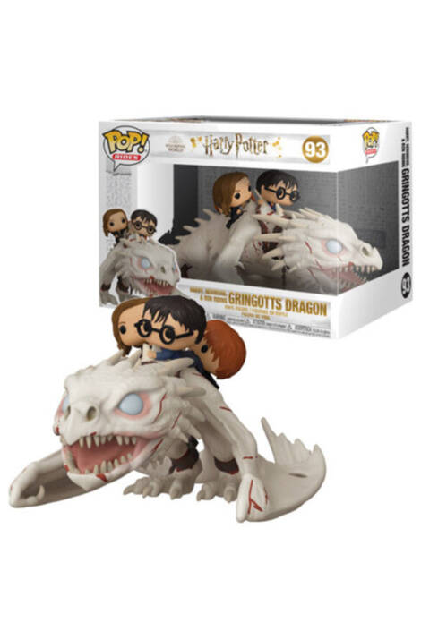 Harry Potter POP! Rides 93 Vinyl Figure Harry, Hermione & Ron riding Gringotts Dragon 9 cm
