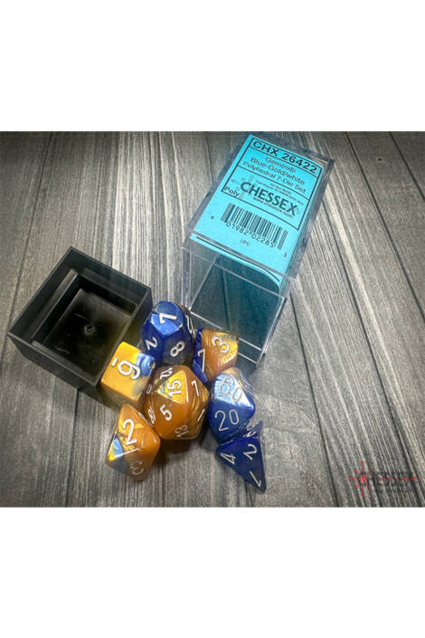 Polyhedral 7-Die Set - Gemini Blue-Gold/White CHX 26422