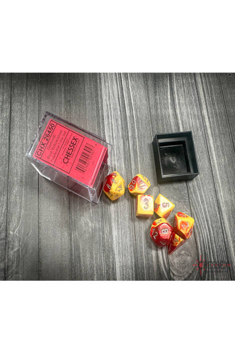 Polyhedral 7-Die Set - Gemini Red-Yellow w/Silver CHX 26450