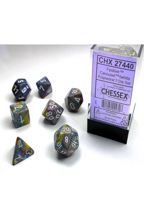 Polyhedral 7-Die Set - Festive Carousel/White CHX 27440