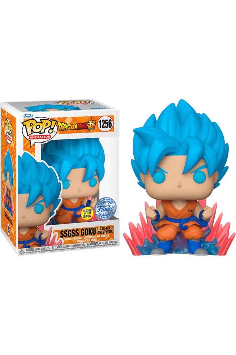 Dragon Ball Super POP! Animation 1256 Vinyl Figure SSGSS Goku (Kaio-Ken Times Twenty) 9 cm - Special edition Glows in the dark